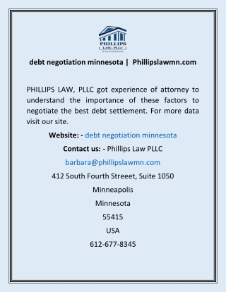 debt negotiation minnesota   Phillipslawmn