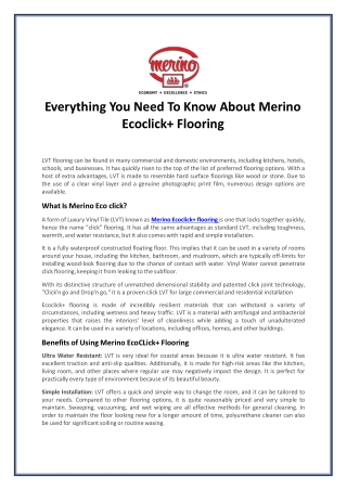 Everything You Need To Know About Merino Ecoclick  Flooring