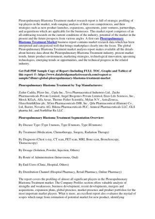 Pleuropulmonary Blastoma Treatment Market