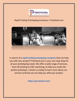 Rapid Tooling Prototyping Company | Prototool.com