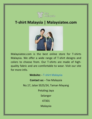 T-shirt Malaysia  Malaysiatee