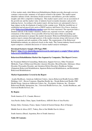 Behavioral Rehabilitation Market