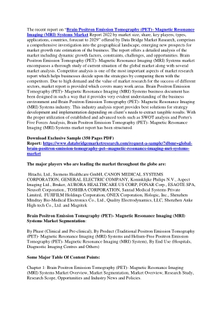 Brain Positron Emission Tomography (PET)- Magnetic Resonance Imaging (MRI) Systems Market