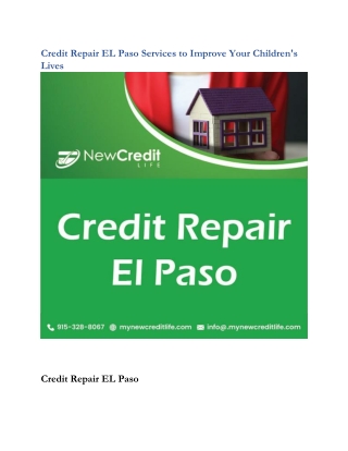 Credit Repair EL Paso Services to Improve Your Children