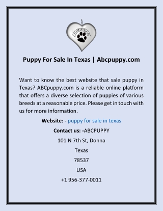 Puppy For Sale In Texas  Abcpuppy