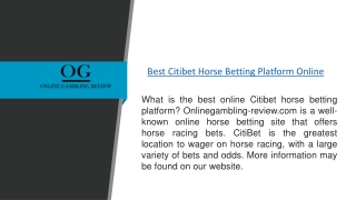 Best Citibet Horse Betting Platform Online  Onlinegambling-review