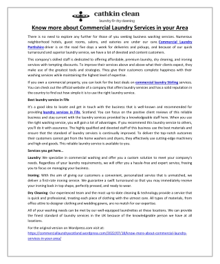 Know more about Commercial Laundry Services in your Area