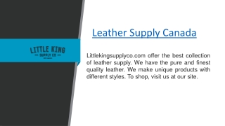 Leather Supply Canada  Littlekingsupplyco