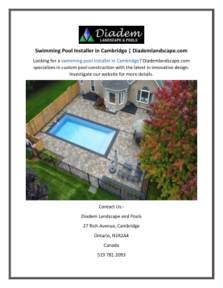 Swimming Pool Installer in Cambridge  Diademlandscape.com