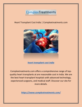 Heart Transplant Cost India | Complextreatments.com