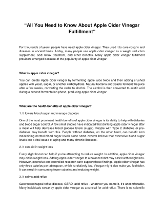 All You Need to Know About Apple Cider Vinegar Fulfillment