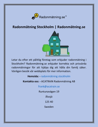 Radonmätning Stockholm  Radonmätning.se