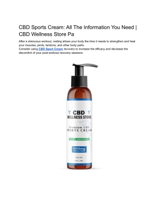 CBD Sports Cream_ All The Information You Need _ CBD Wellness Store Pa