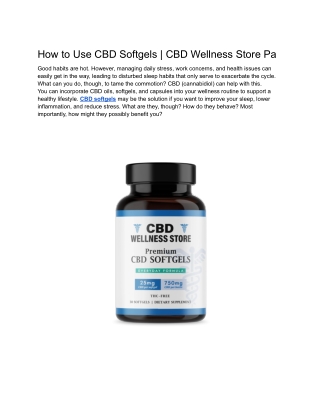 How to Use CBD Softgels _ CBD Wellness Store Pa