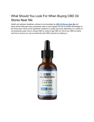 What Should You Look For When Buying CBD Oil Stores Near Me