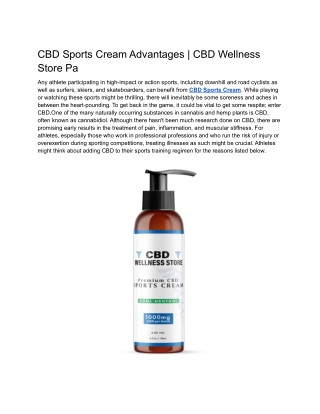 CBD Sports Cream Advantages _ CBD Wellness Store Pa