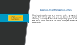 Basement Water Management System | Effectivewaterproofing.com