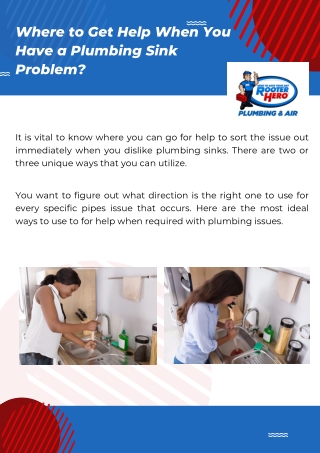 Where to Get Help When You Have a Plumbing Sink Problem