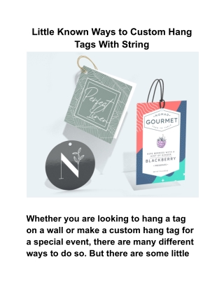 Little Known Ways to Custom Hang Tags With String