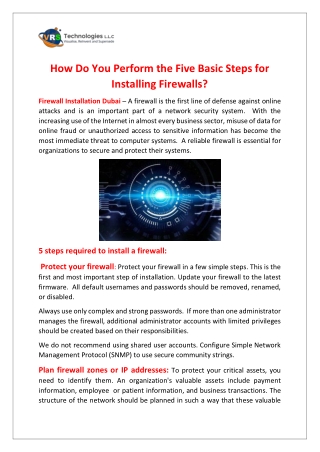 How Do You Perform the Five Basic Steps for Installing Firewalls