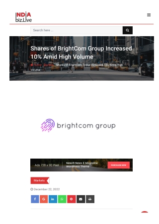 Shares of BrightCom Group Increased 10% Amid High Volume