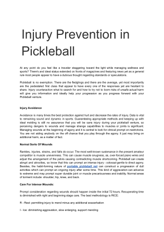 Injury Prevention in Pickleball