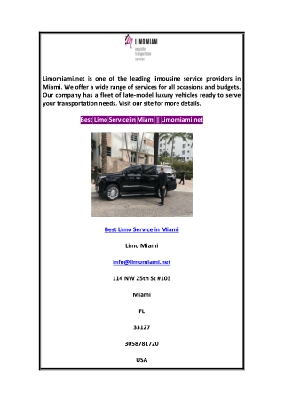 Best Limo Service in Miami