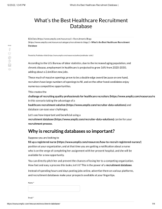 What’s the Best Healthcare Recruitment Database _
