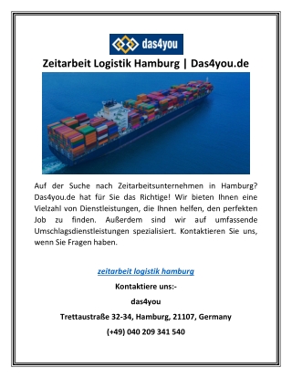 Zeitarbeit Logistik Hamburg | Das4you.de