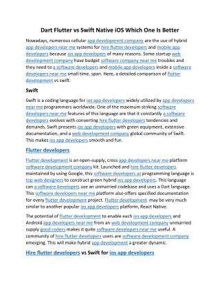 Dart Flutter vs Swift Native iOS Which One Is Better