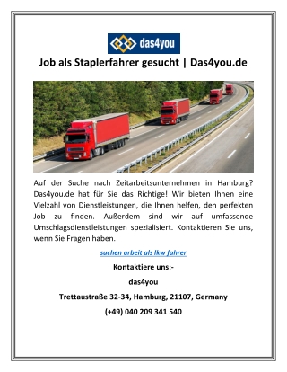 Job als Staplerfahrer gesucht | Das4you.de