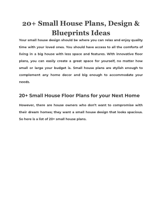 20  Small House Plans, Design & Blueprints Ideas