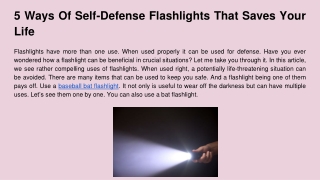 5 Ways Of Self-Defense Flashlights That Saves Your Life