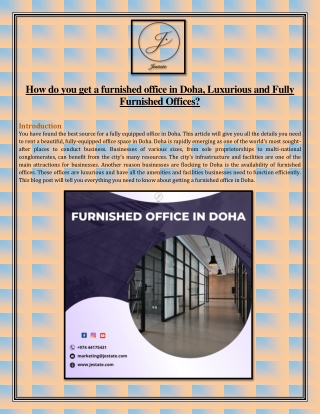 How do you get a furnished office in Doha Luxurious and Fully Furnished Offices