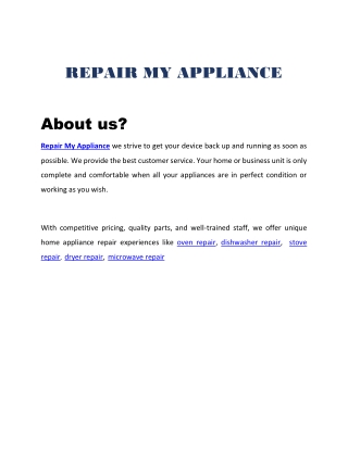 Repair My Appliance