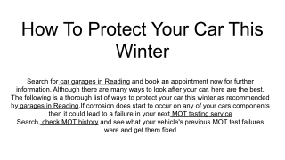 How To Protect Your Car This Winter