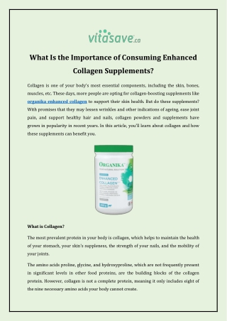 What Is the Importance of Consuming Enhanced Collagen Supplements