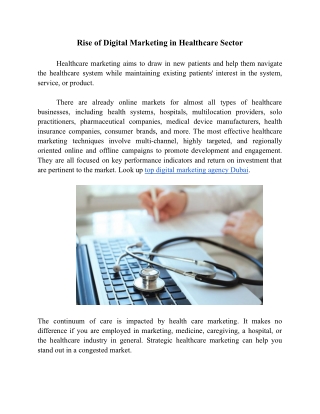 Rise of Digital Marketing in Healthcare Sector