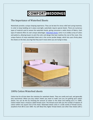 The Importance of Waterbed Sheets
