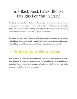 30  Back Neck Latest Blouse Designs For You in 2023!