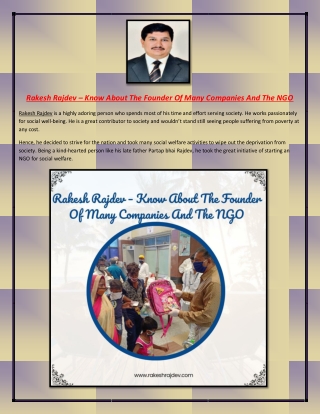 Rakesh Rajdev – Know About The Founder Of Many Companies And The NGO
