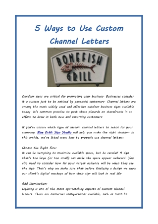 5 Ways to Use Custom Channel Letters