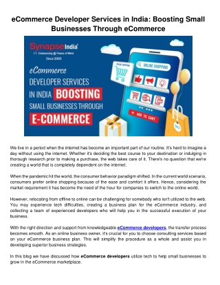 eCommerce Developer Services In India_ Boosting Small Businesses Through eCommerce-PDF