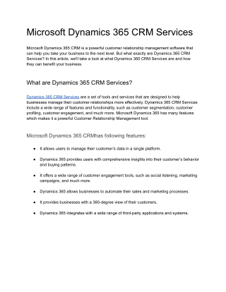 Microsoft Dynamics 365 CRM Services_ What You Need to Know