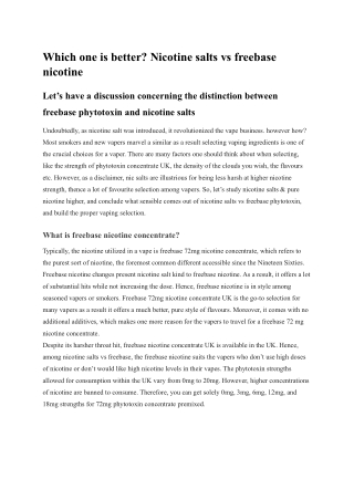 Which one is better_ Nicotine salts vs freebase nicotine
