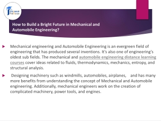 How to Build a Bright Future in Mechanical engineering