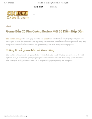 Game Bắn Cá Kim Cương Review Một Số Điểm Hấp Dẫn
