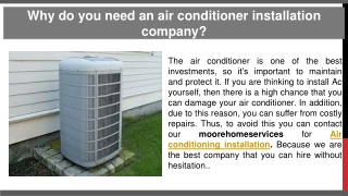 Why do you need an air conditioner installation company