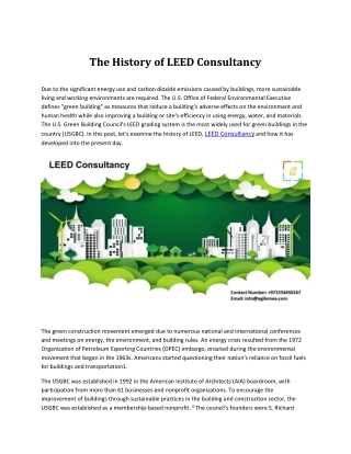 The History of LEED Consultancy (1)