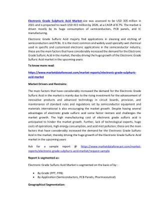 Electronic Grade Sulfuric Acid Market